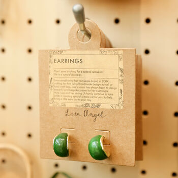 Small Green Resin Hoop Earrings In Gold Plating, 5 of 5