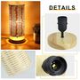 Round Bedside Table Rattan Lamp With Solid Wood, thumbnail 2 of 4