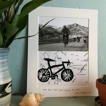 Personalised Bike Print With Bespoke Map And Photo, 6 of 7