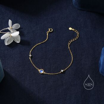 Delicate Moonstone And Cz Bracelet In Sterling Silver, 5 of 11