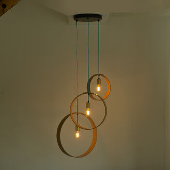 Customisable Three Pendant Wooden Cluster Light, 2 of 12