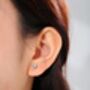 Sterling Silver Tiny White Opal Heart Stud Earrings, thumbnail 5 of 9