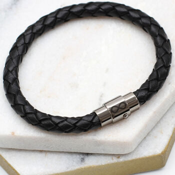 Men's Infinity Symbol Leather Bracelet, 2 of 7