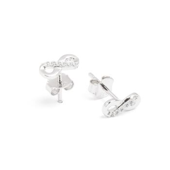 Alice Cz Crystal Sterling Silver Infinity Earring Studs, 2 of 2