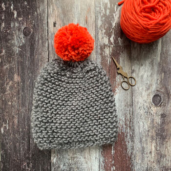 Ripple Merino Wool Beanie Hat Diy Knitting Kit, 6 of 9
