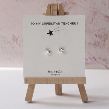 Teacher Gift Sterling Silver Star Stud Earrings, 2 of 9