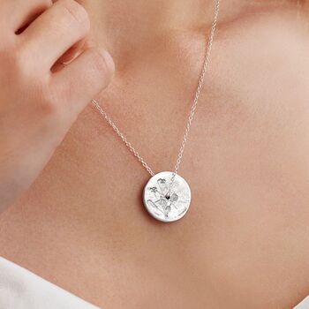 Birth Flower Spinner Necklace In Sterling Silver, 12 of 12