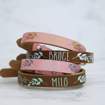 Personalised Botanical Leather Pet Collar, 3 of 5