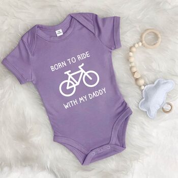 Born To Ride With Daddy Cycling Babygrow, 7 of 11