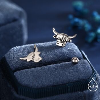 Delicate Highland Cow Screw Back Earrings In Sterling Silver, 2 of 11
