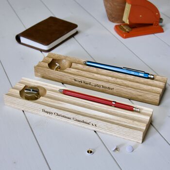 Personalised Wooden Pencil Tray With Storage Dish, 8 of 8