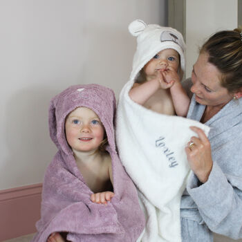 Personalised Hooded Baby Bath Towel Bunny Rabbit, 7 of 11