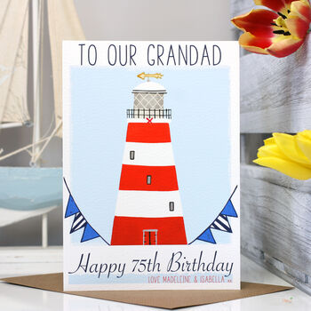Personalised Lighthouse Age Birthday Card, 9 of 12