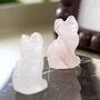 Rose Quartz / Clear Quartz Cat Carved Gemstone, thumbnail 1 of 7