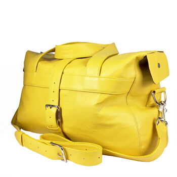 Personalised Handcrafted Yellow Leather Travel Bag, 2 of 8