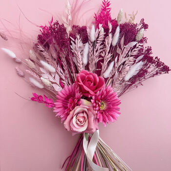 Hot Pink Dried And Artificial Flower Bouquet, 4 of 4