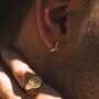 Gold Plated Micro Huggie Hammered Hoop Earring For Men, thumbnail 6 of 12