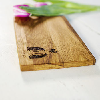 Two Penguins Personalised Oak Cutting Board, 3 of 6