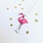 Sterling Silver Pink Flamingo Enamel Necklace, thumbnail 3 of 7