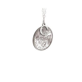 Queen Elizabeth Sixpence Sterling Silver Letter Pendant, 5 of 10