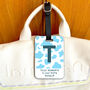 Blue And White Cow Print Luggage Travel Tag, thumbnail 1 of 2
