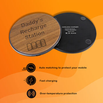 Personalised Wireless Hardwood Phone Charger, 10 of 10