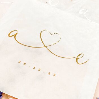 Set Of 10 Foil Initials Heart Wedding Confetti Bags, 3 of 5