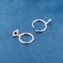 Silver Evil Eye Charm Hoop Earrings, Charm Earrings, Dainty Hoops, thumbnail 5 of 7
