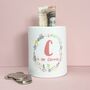 Personalised Floral Wreath Money Box, thumbnail 2 of 3