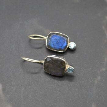 Labradorite Blue Topaz Earrings: Sterling Silver Drop, 8 of 8