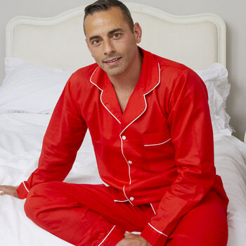 Men's Personalised Red Christmas Cotton Pyjamas, 4 of 7