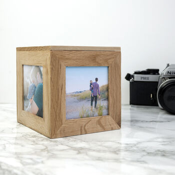 Dad's Personalised Oak Photo Cube Keepsake Box, 5 of 5