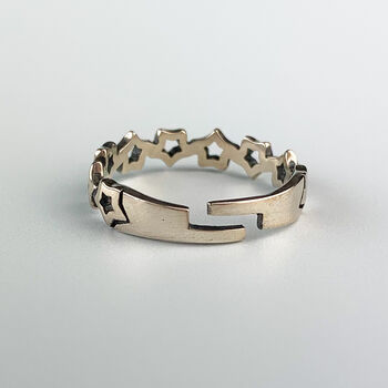 Sterling Silver Linking Stars Adjustable Ring, 2 of 5