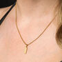 Fearless Engraved Bar Pendant Necklace, 18k Gold Plated, thumbnail 3 of 6