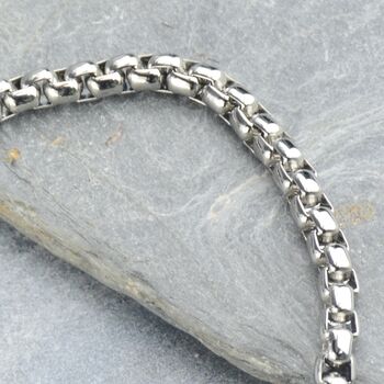 Men's Stainless Steel Box Chain Bracelet, 4 of 6