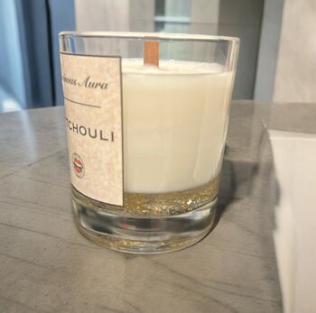 Personalised Patchouli Natural Soy Candle Wooden Wick, 3 of 3