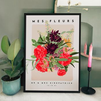 Flower Market Personalised Wedding Bouquet Print, 4 of 4
