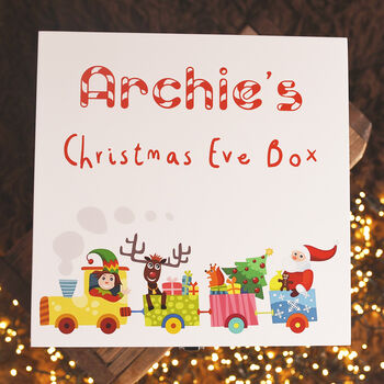 Personalised Toy Train Wooden Christmas Eve Box, 2 of 11