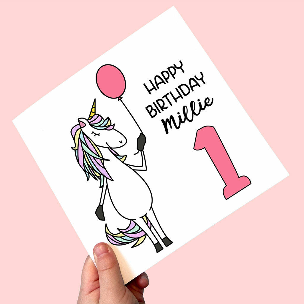 Personalised Unicorn 1st Birthday Card
