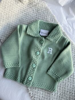 Personalised Green Knitted Cardigan, 4 of 5