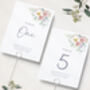 Wedding Table Numbers Floral Pink Lilies, thumbnail 1 of 4