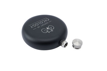 Dapper Chap 'Expert In Cycology' Black 6oz Hip Flask | Gift Boxed, 4 of 4