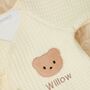 Personalised Lemon Quilted Teddy Bear Boucle Romper, thumbnail 3 of 5
