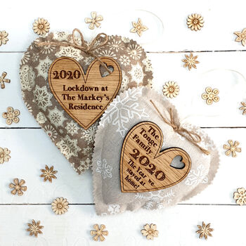 Personalised Christmas Padded Heart Tree Decoration, 2 of 5