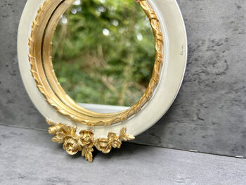 16cm Cream And Gold Decorative Wall Mirror – Floral Motif, 6 of 12