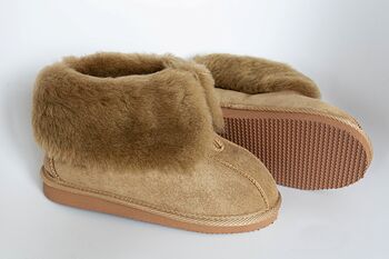 Genuine Sheepskin Slippers With Zipper Camel, 8 of 9