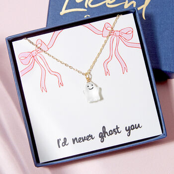 My Boo Cute Ghost Gold Plated Valentines Necklace, 3 of 11