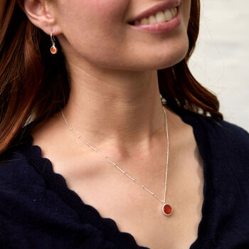 Barcelona Silver July Birthstone Necklace Carnelian, 2 of 4