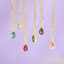 Gold Plated Teardrop Birthstone Pendant Necklace, thumbnail 5 of 12