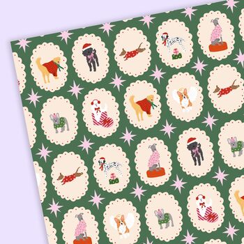 5x, 10x Christmas Dogs Wrapping Paper Sheets, 2 of 4